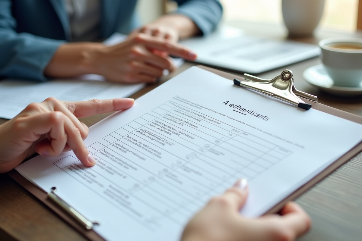 Main tenant un classeur avec un questionnaire d