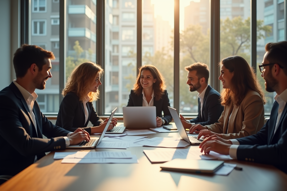 Groupe de professionnels en ressources humaines en réunion