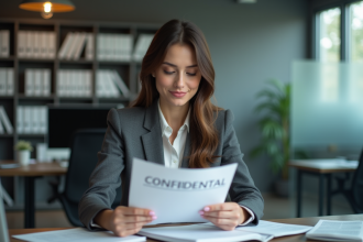 Jeune femme d'affaires en réunion dans un bureau moderne