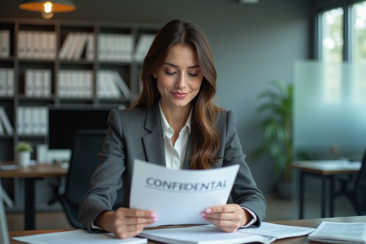 Jeune femme d'affaires en réunion dans un bureau moderne