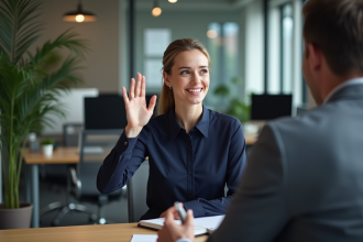 Femme d'affaires en réunion professionnelle sérieuse