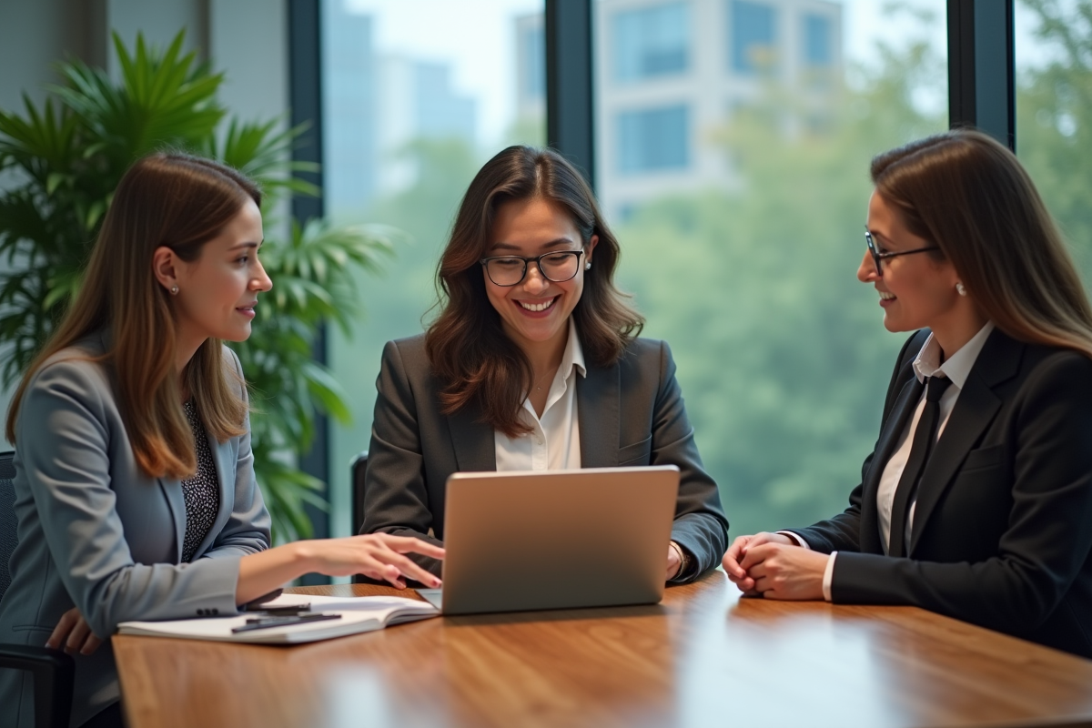 Groupe de professionnels en réunion dans un bureau moderne