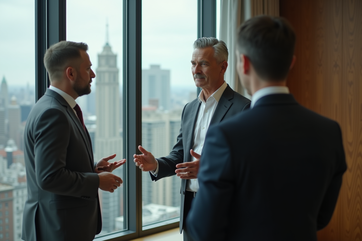 Homme en costume parlant près d