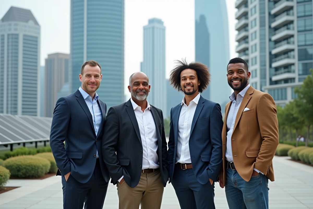 Quatre professionnels divers représentant l'économie urbaine