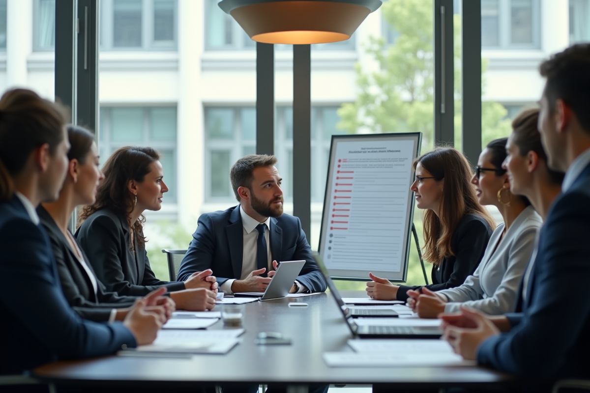 Réunion d'affaires avec professionnels autour d'une table