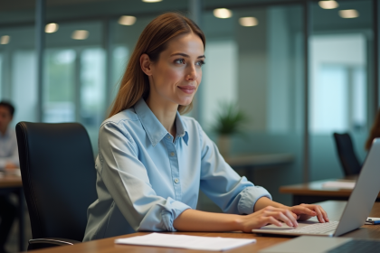 Secretaire professionnelle fran&ccedil;aise travaillant &agrave; son bureau